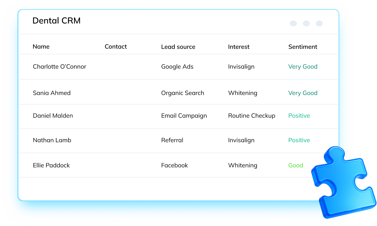 CRM integration UI
